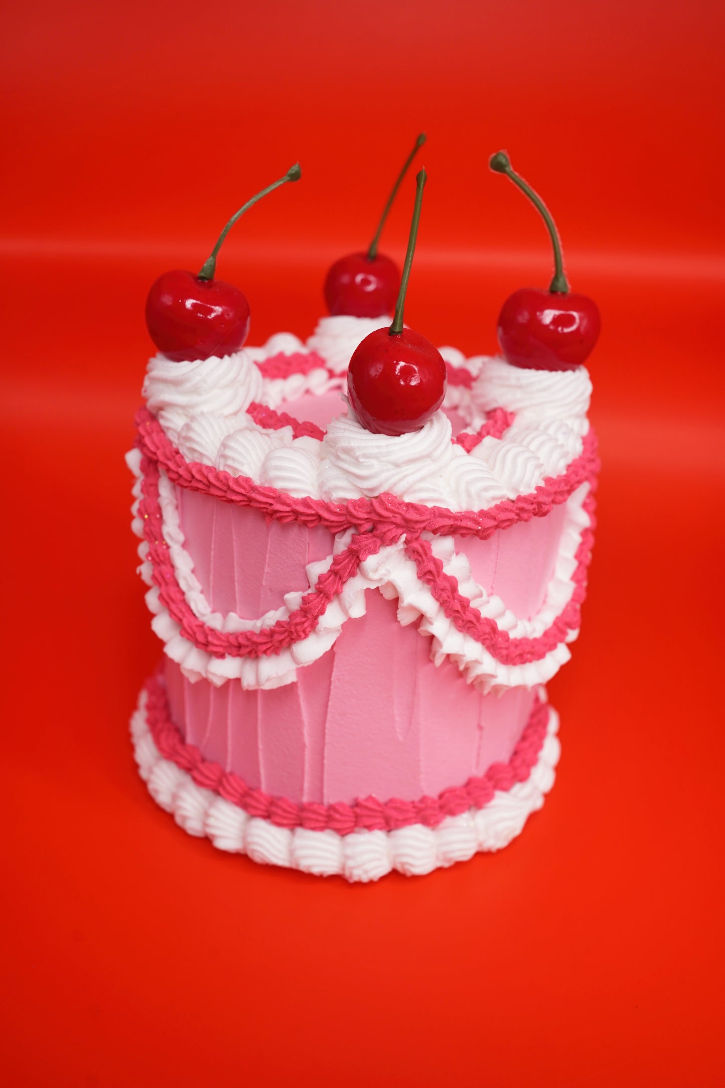 Pink and White Cherry Fake Cake