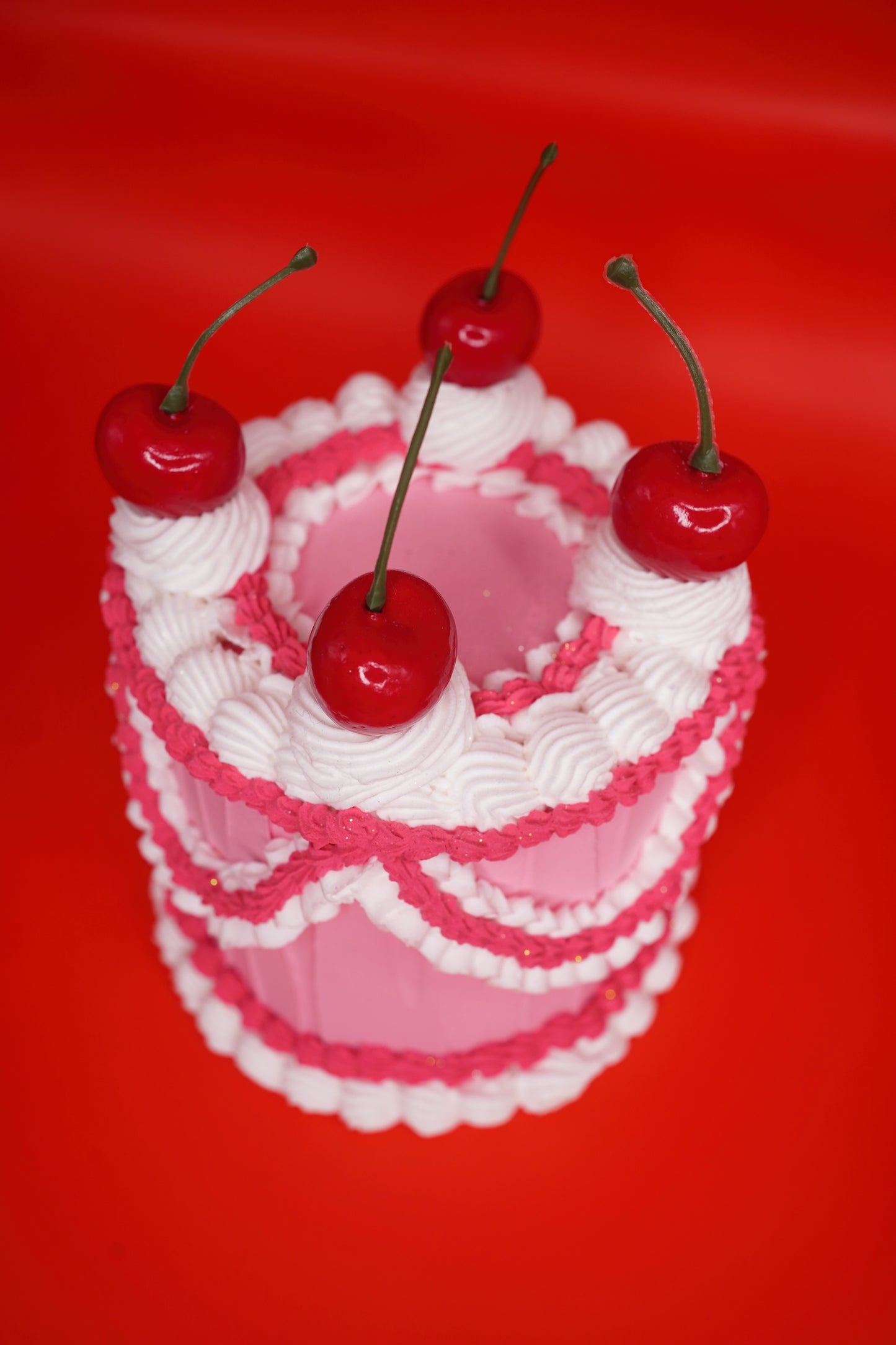 Pink and White Cherry Fake Cake