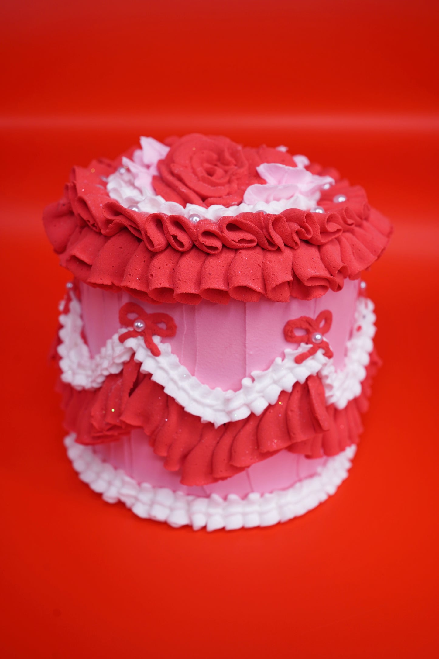 Pink and Red Rose Fake Cake
