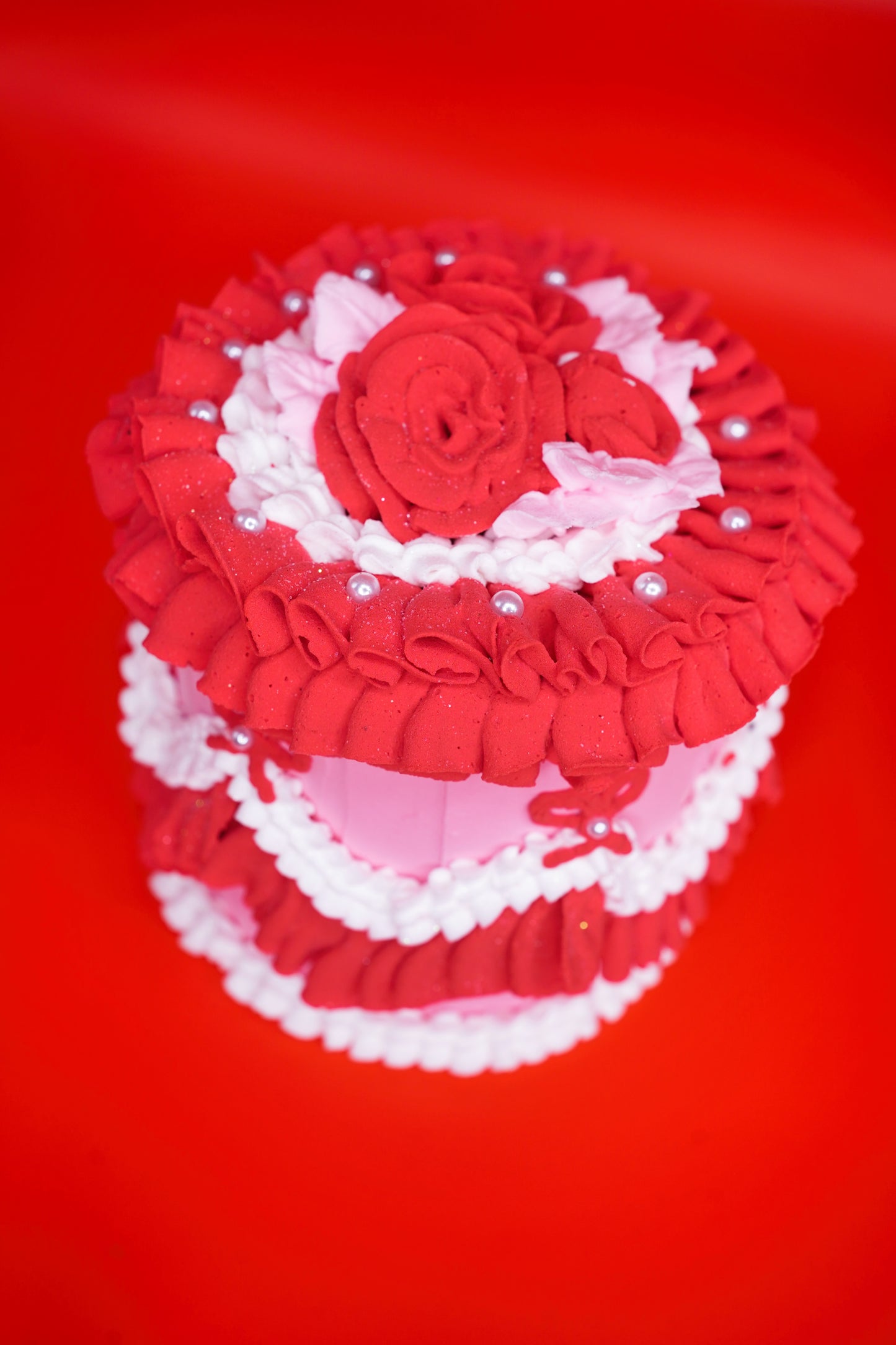 Pink and Red Rose Fake Cake
