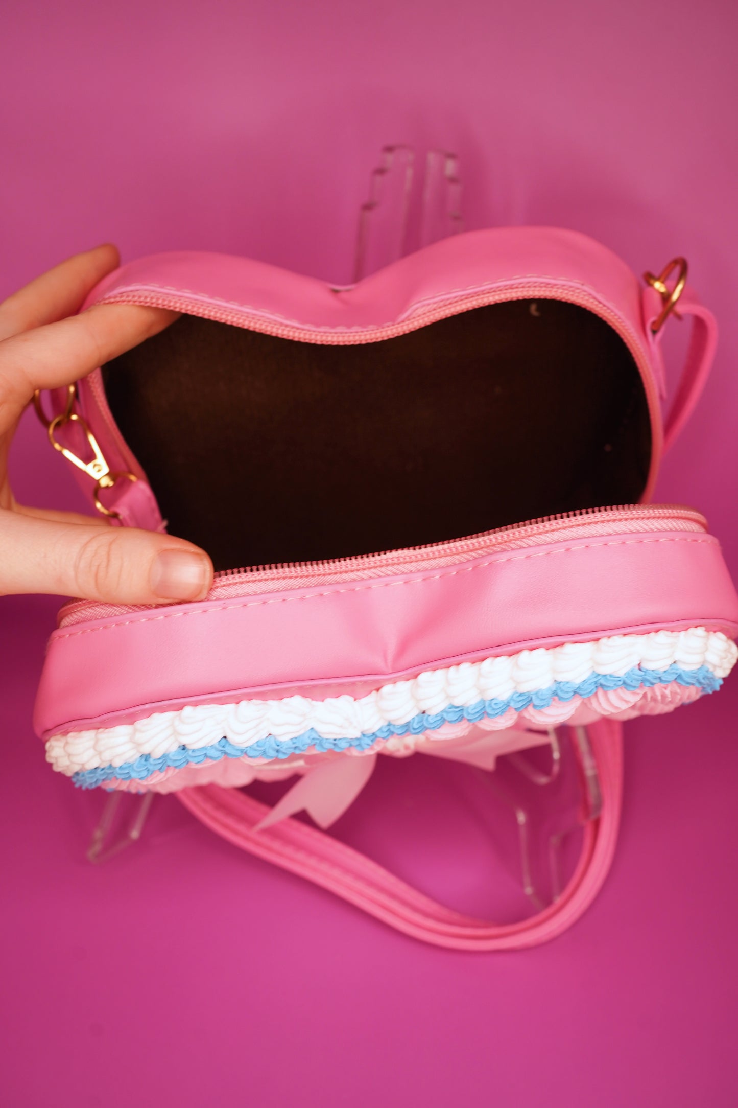 White, Pink, and Blue Fake Cake Purse