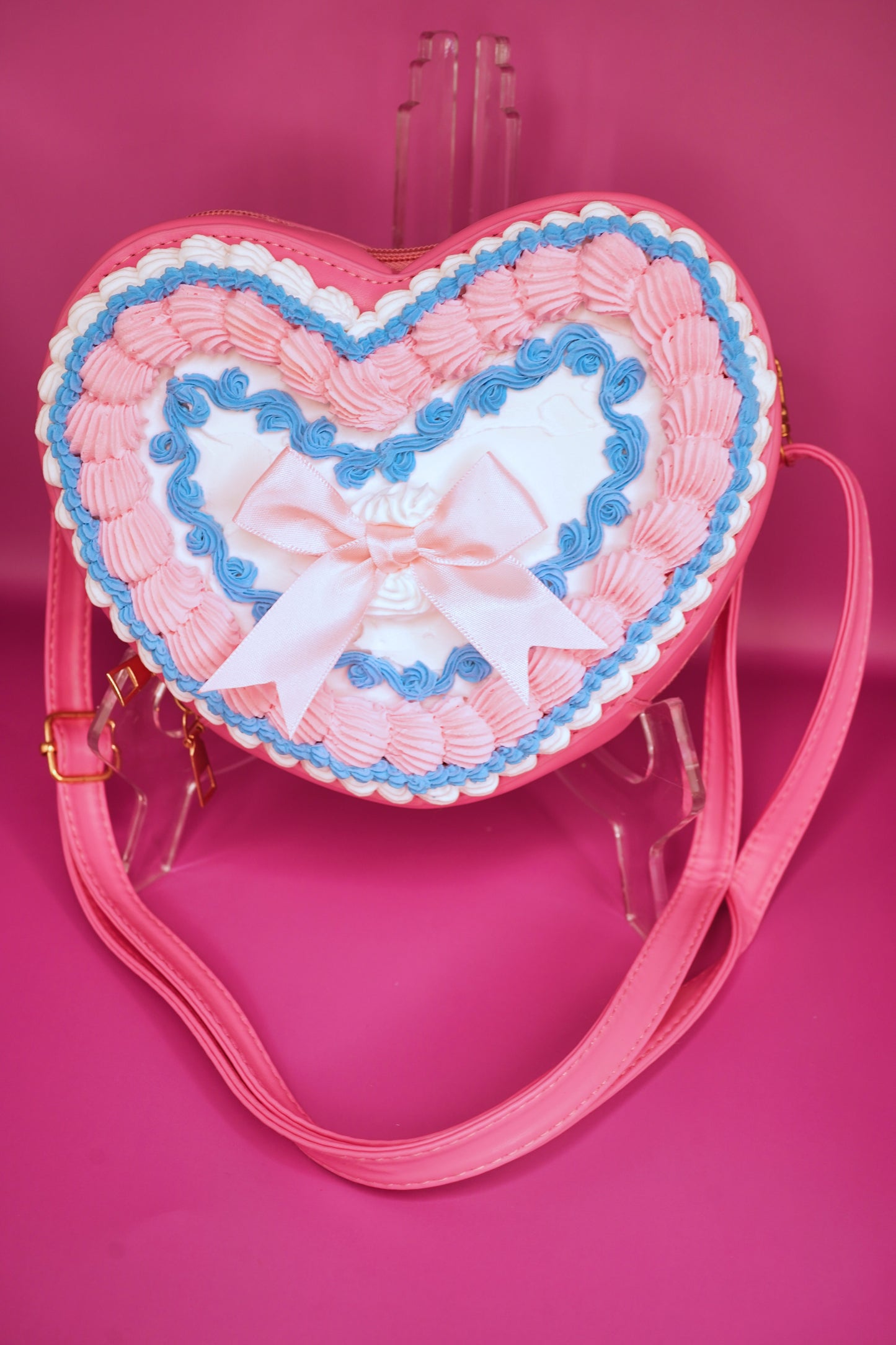 White, Pink, and Blue Fake Cake Purse