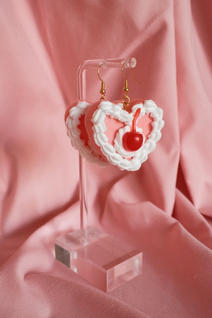 Pink Heart Cake Earrings