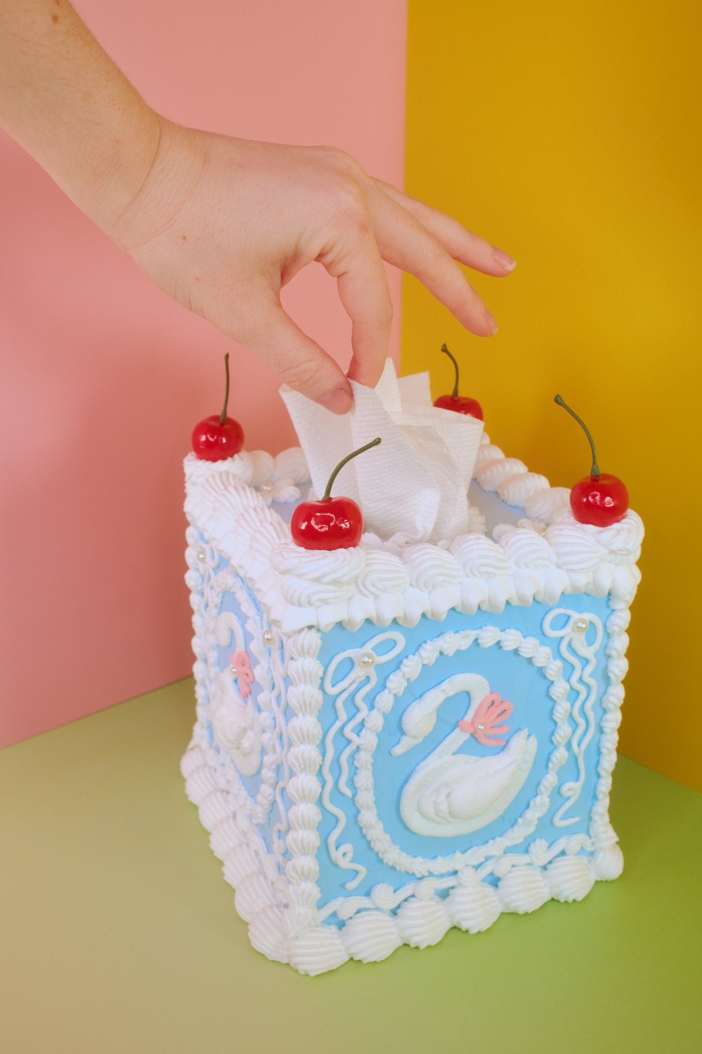 Swan Cake Tissue Box Cover