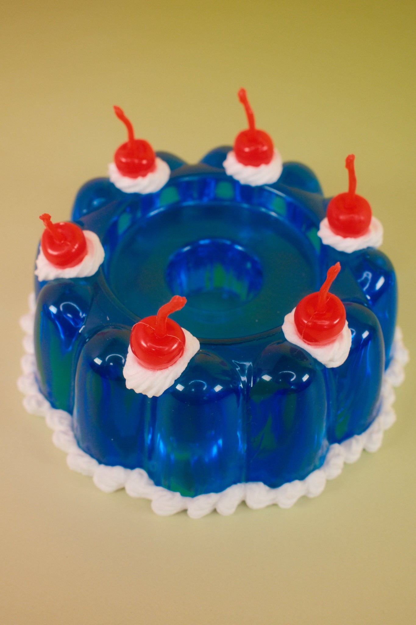 Blue Jello Candlestick Holder