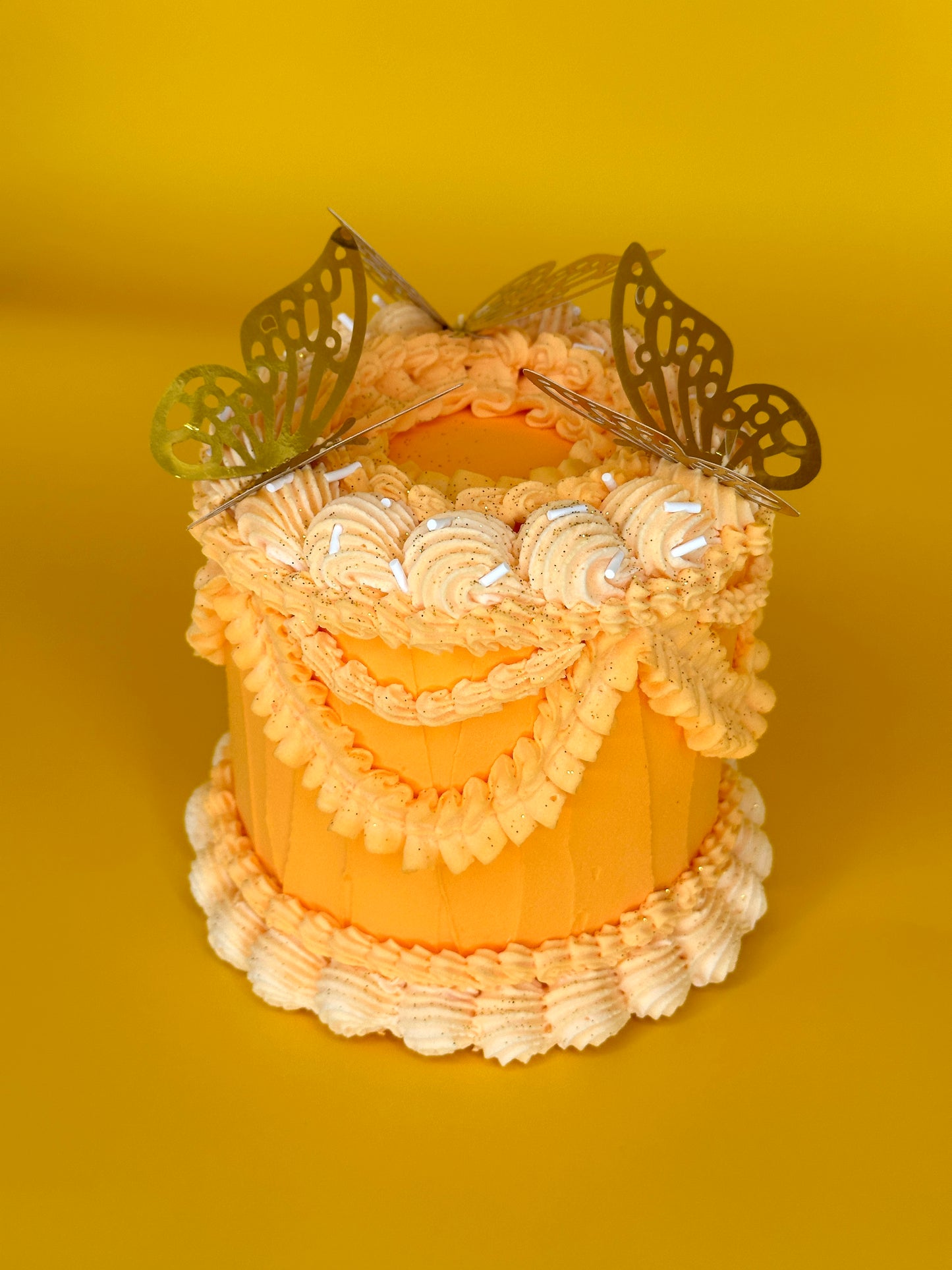 Roll for Cake! Orange Cake with Gold Butterflies