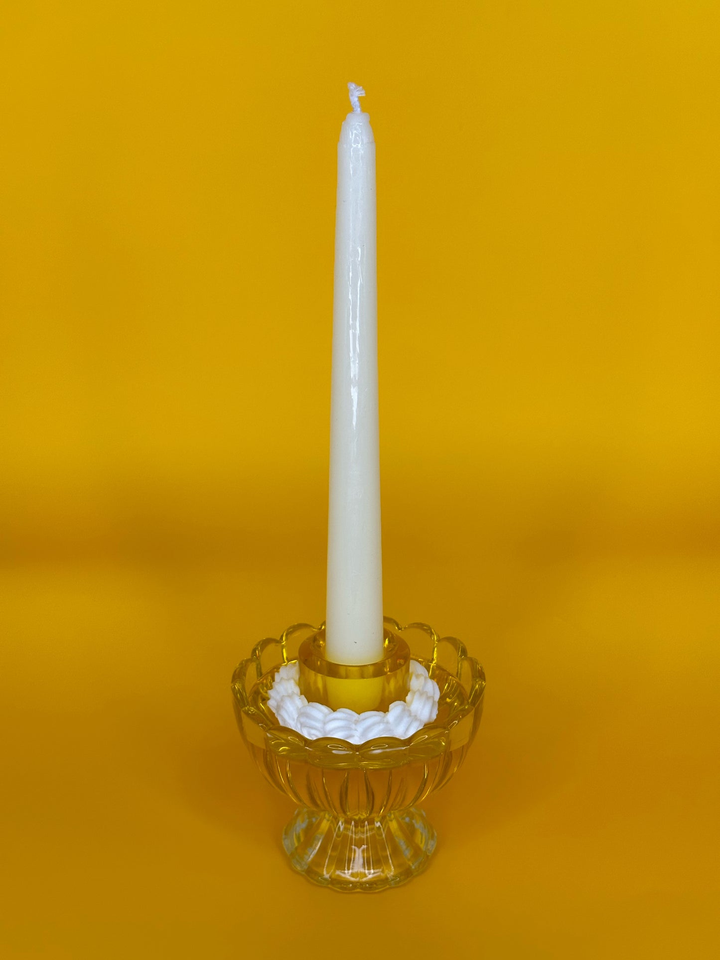 Yellow Jello Candlestick Holder