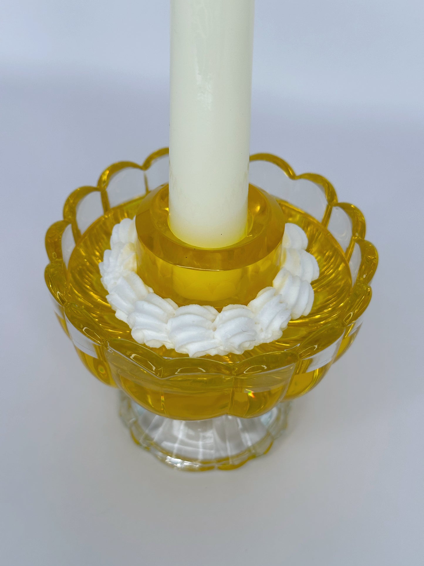 Yellow Jello Candlestick Holder