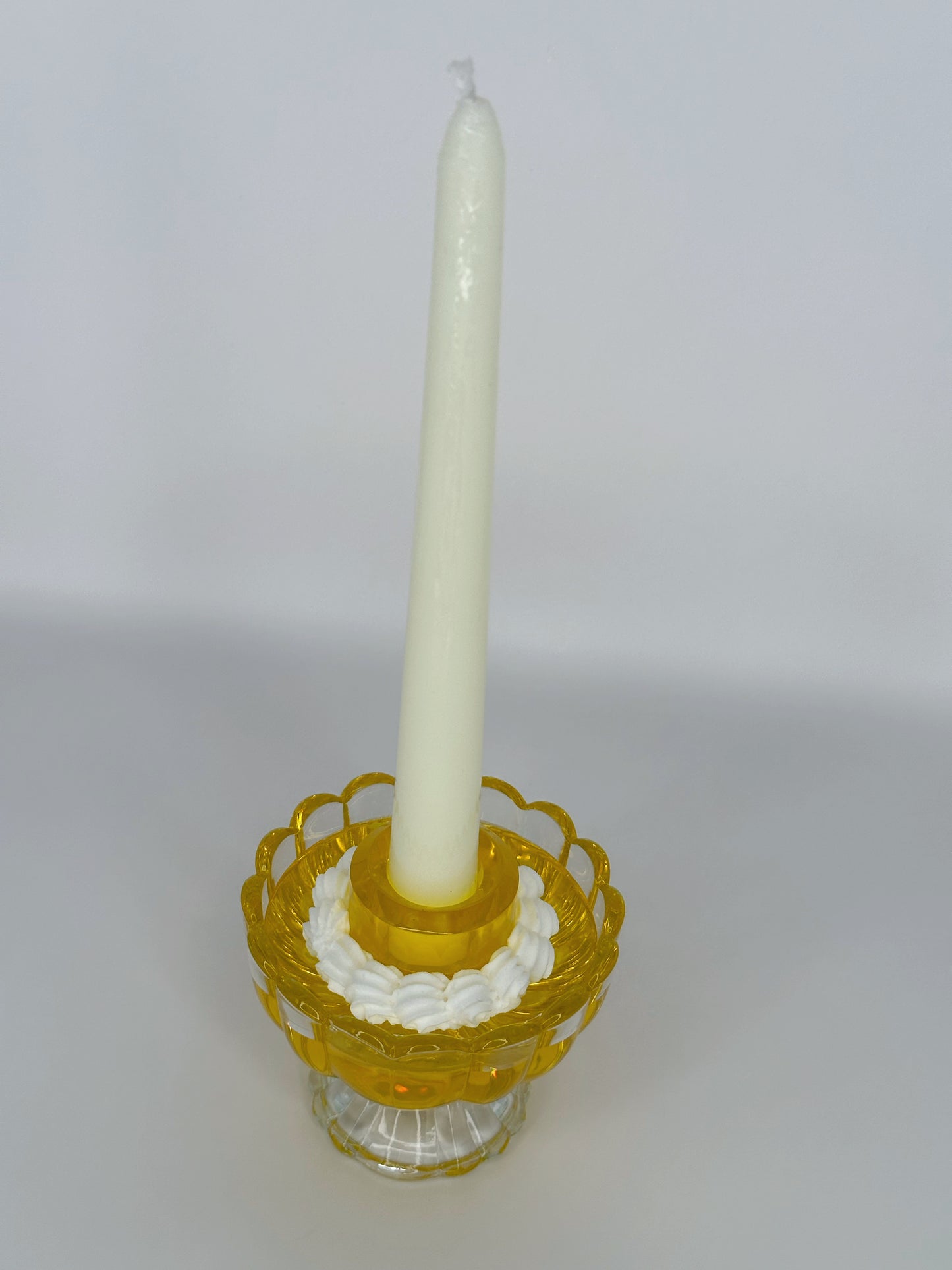 Yellow Jello Candlestick Holder