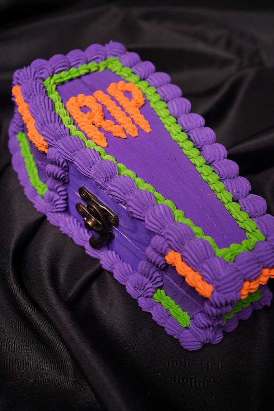 Purple and Orange Fake Cake Coffin Box