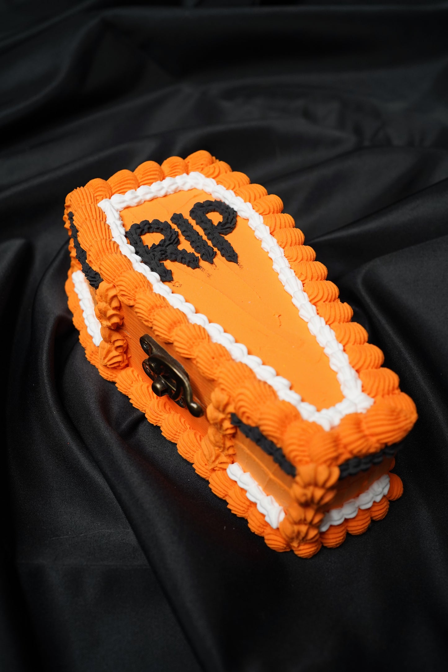 Orange and Black Fake Cake Coffin Box