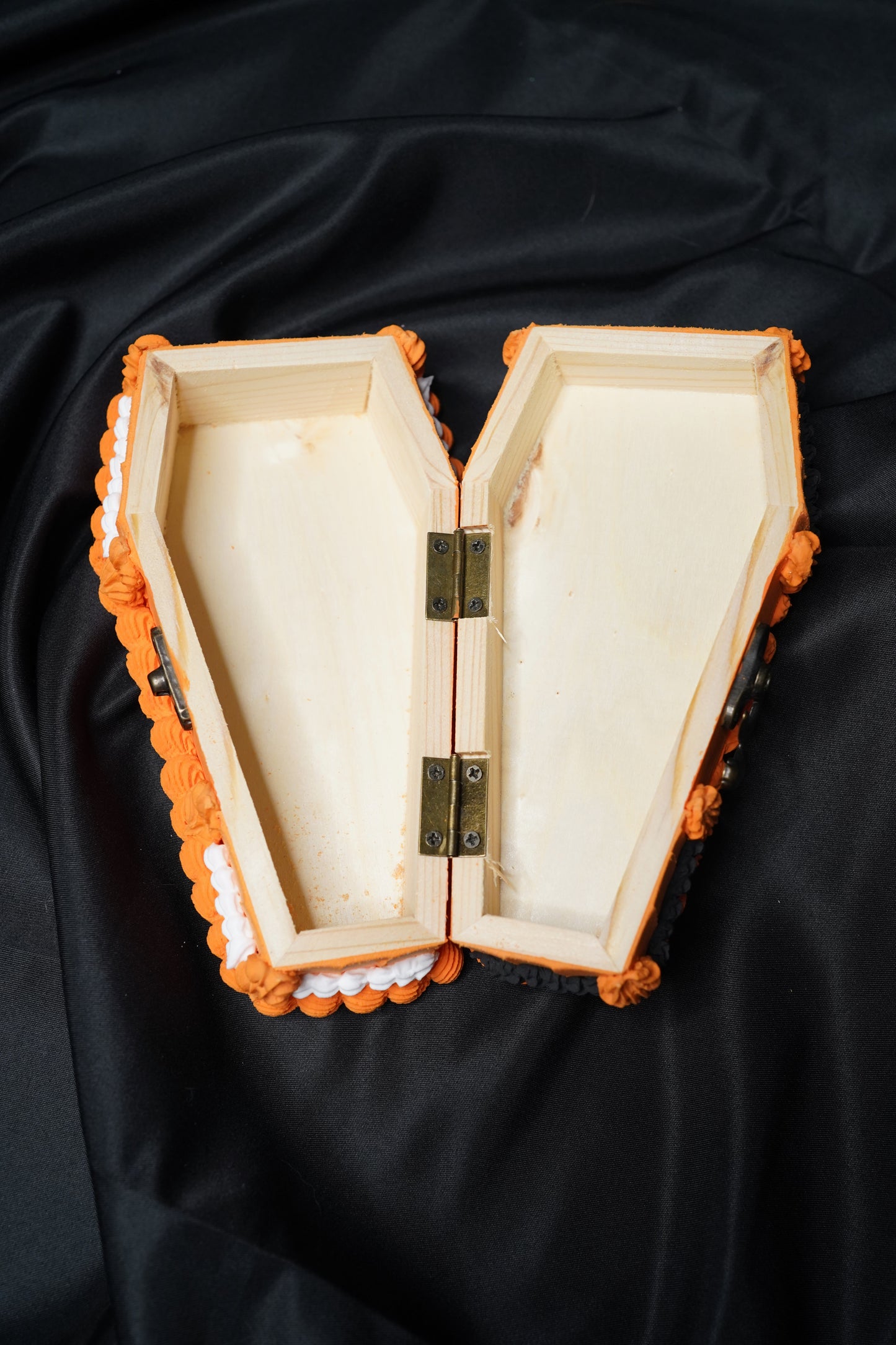 Orange and Black Fake Cake Coffin Box