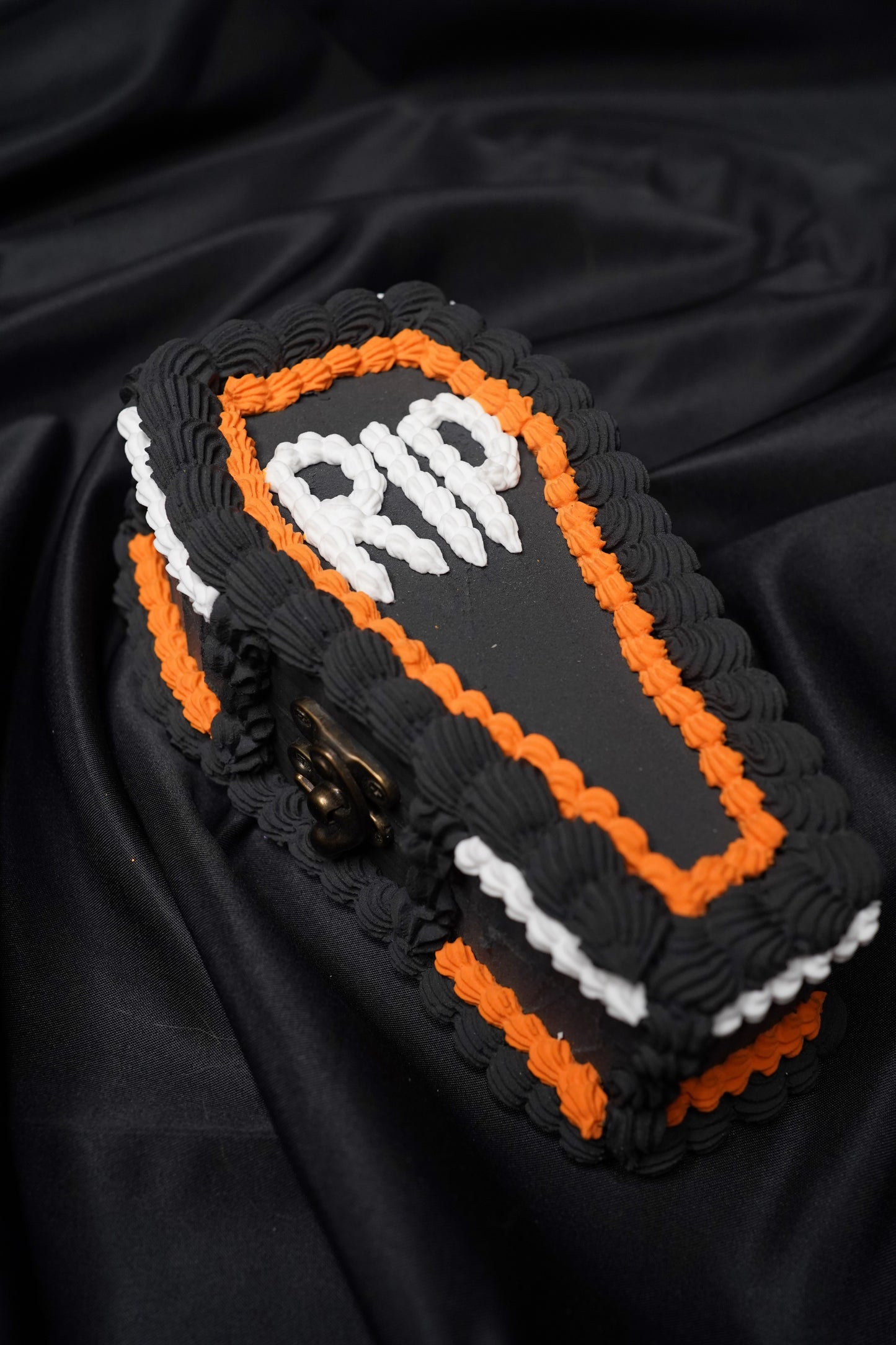 Black and Orange Fake Cake Coffin Box