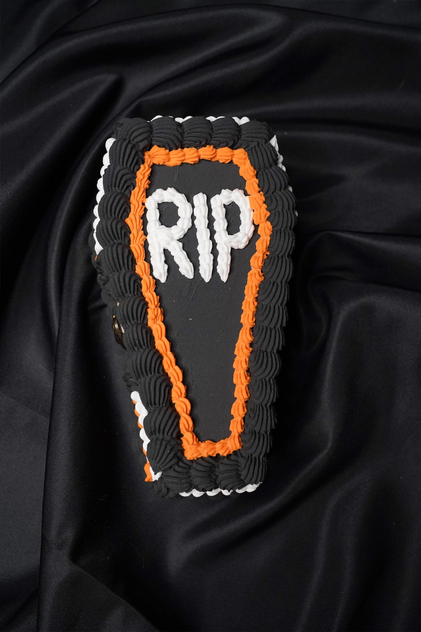 Black and Orange Fake Cake Coffin Box