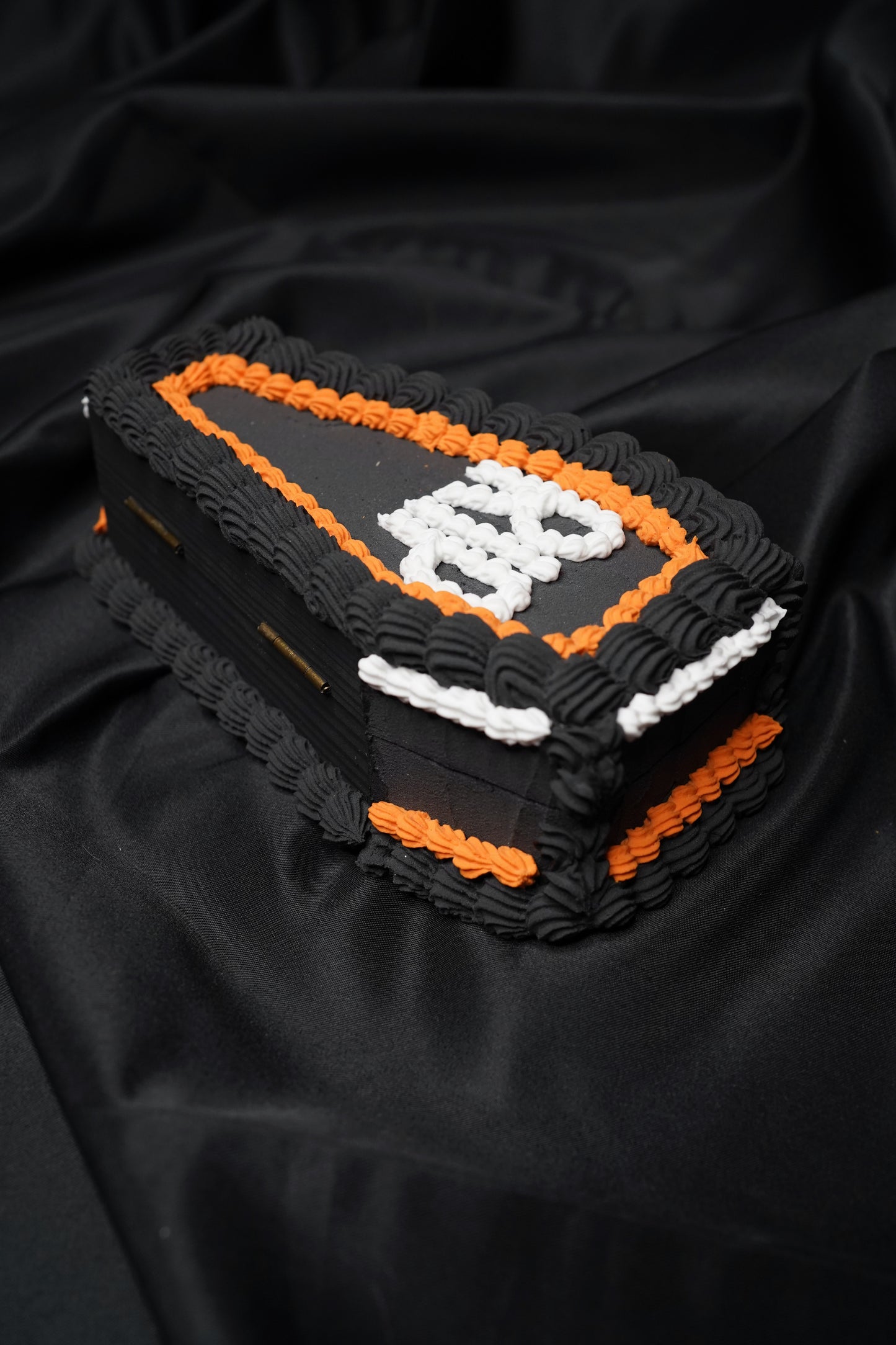 Black and Orange Fake Cake Coffin Box