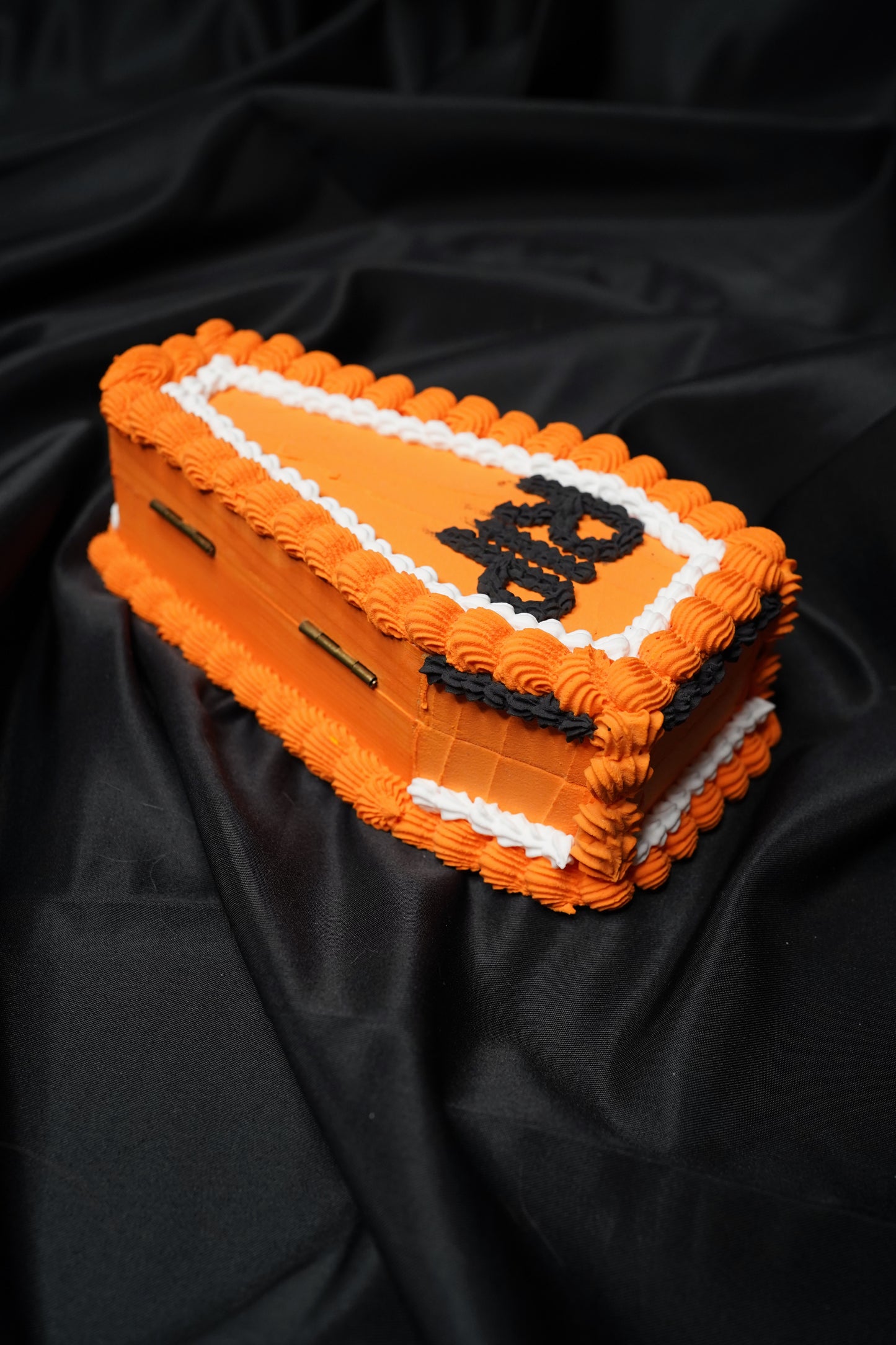 Orange and Black Fake Cake Coffin Box