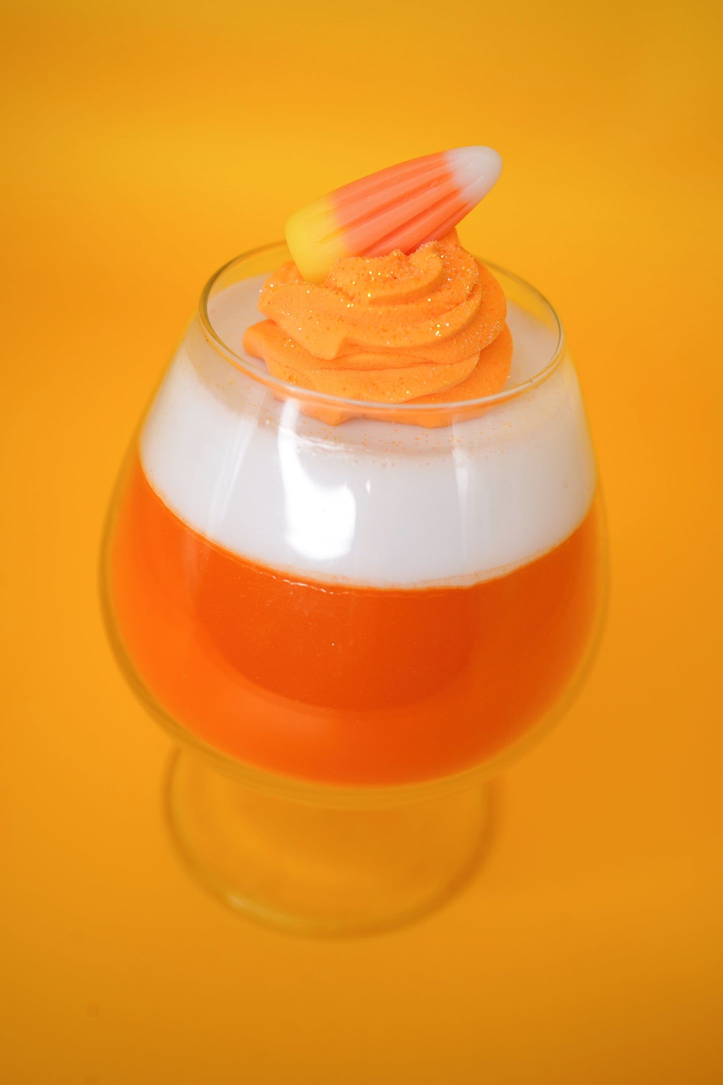 Candy Corn Layered Resin Jello in Glass