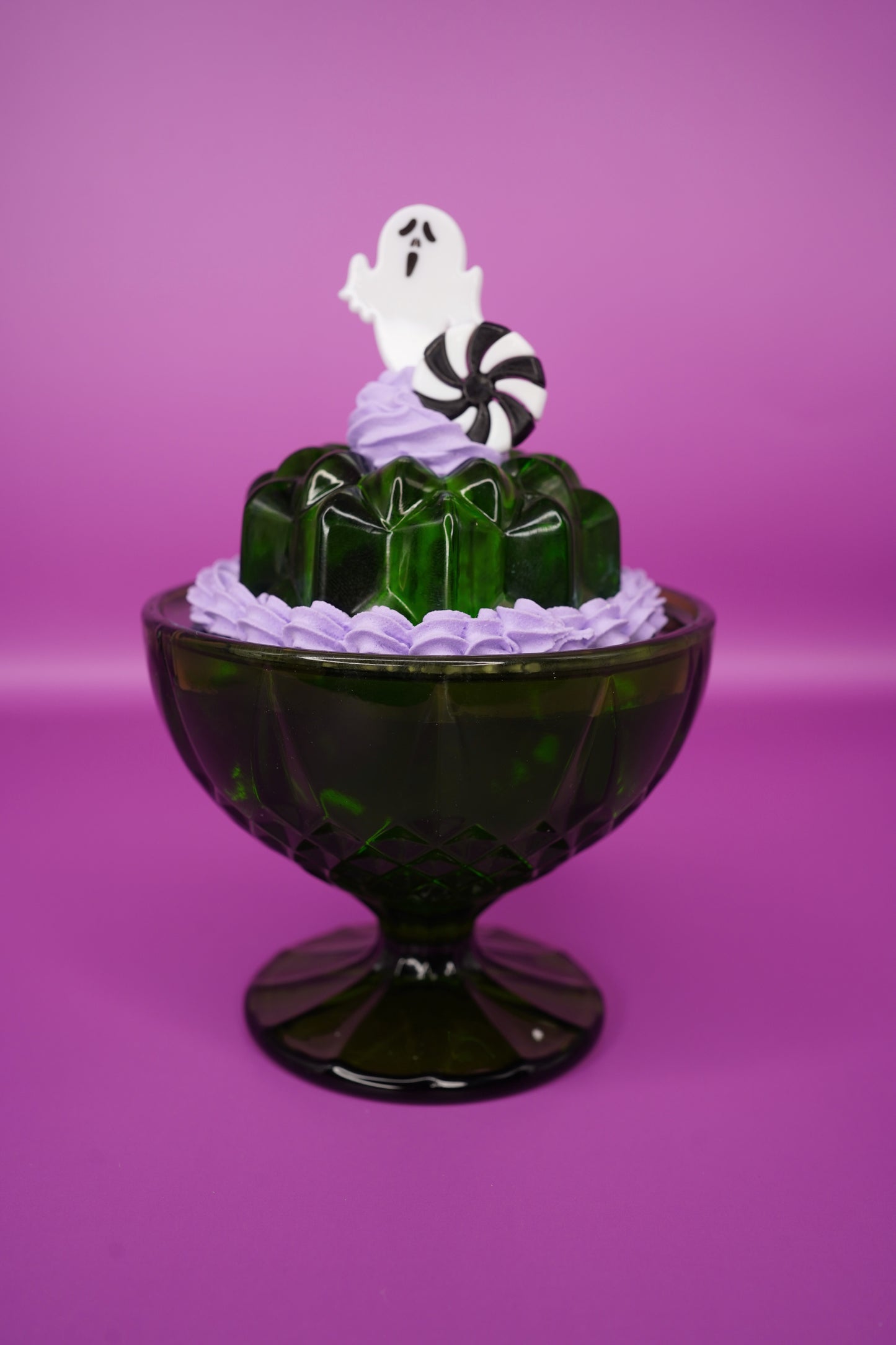 Green and Purple Halloween Resin Jello in Glass