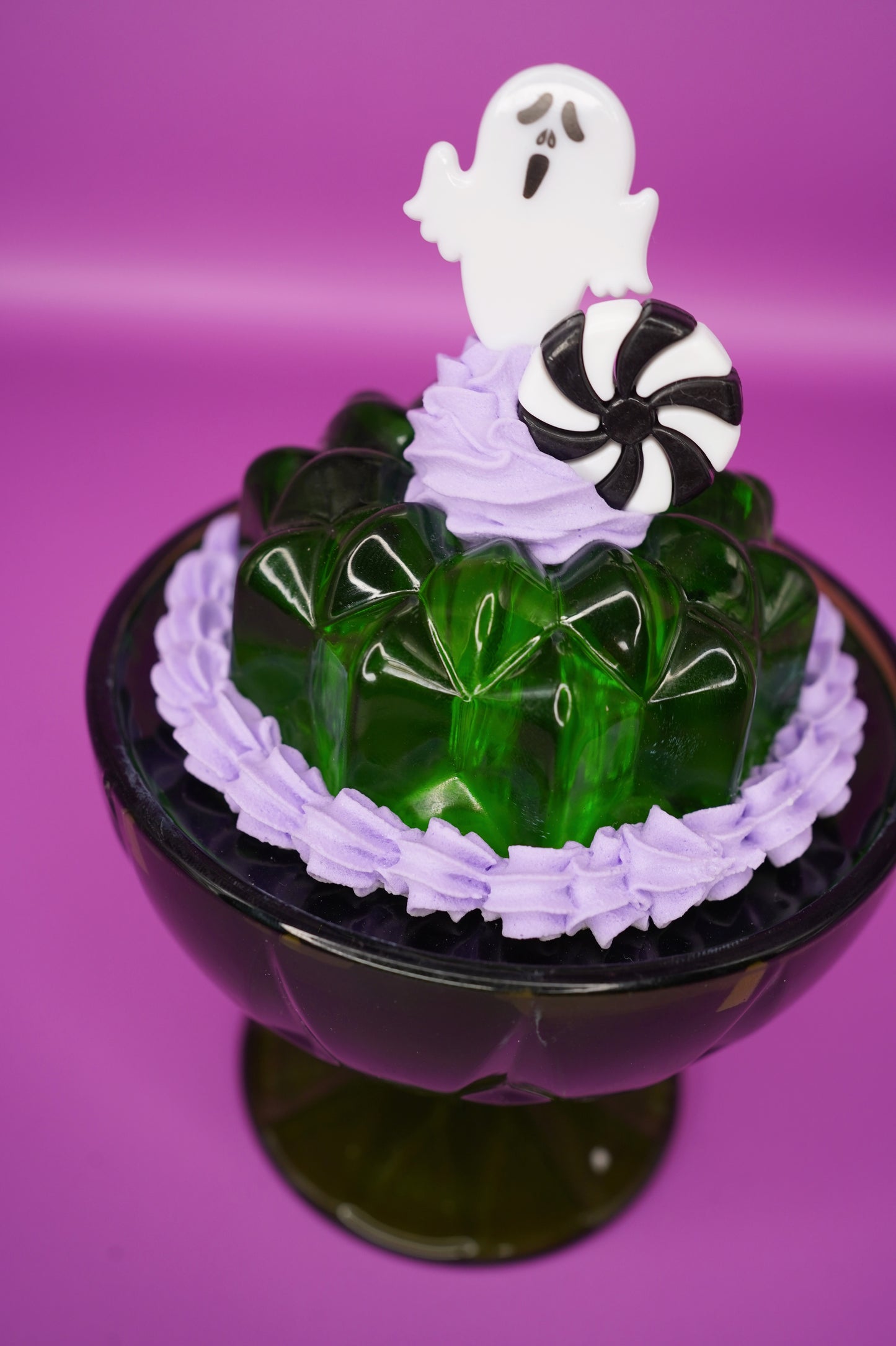 Green and Purple Halloween Resin Jello in Glass