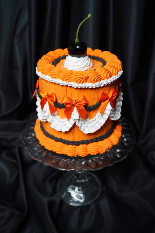 Orange and Black Class Halloween Fake Cake