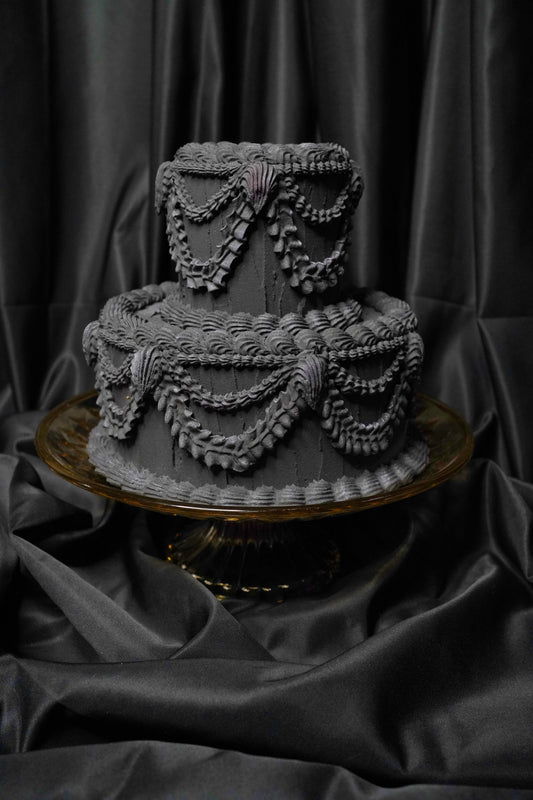 Two Tier Black Gothic Fake Cake