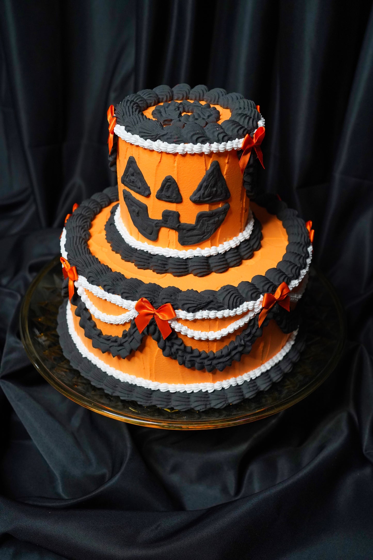 Two Tier Jack O Lantern Fake Cake