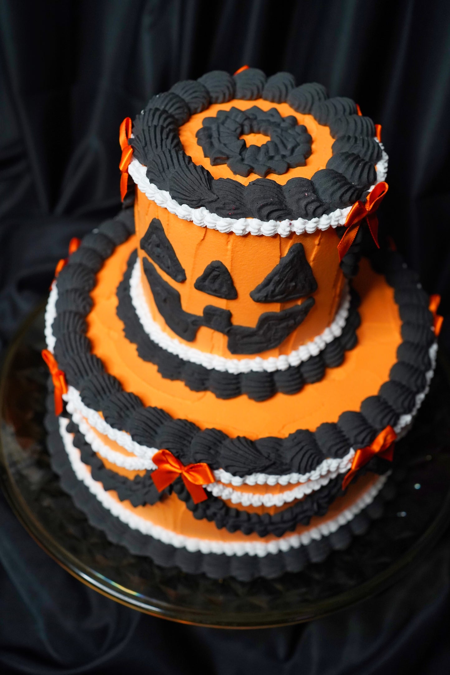 Two Tier Jack O Lantern Fake Cake