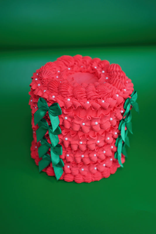 Red Ruffle Christmas Fake Cake