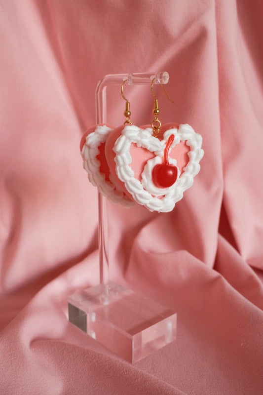 Pink Heart Cake Earrings