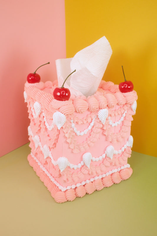 Pink Cake Tissue Box Cover