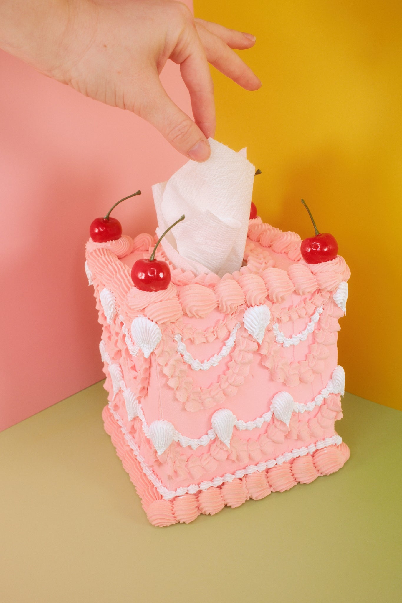 Pink Cake Tissue Box Cover