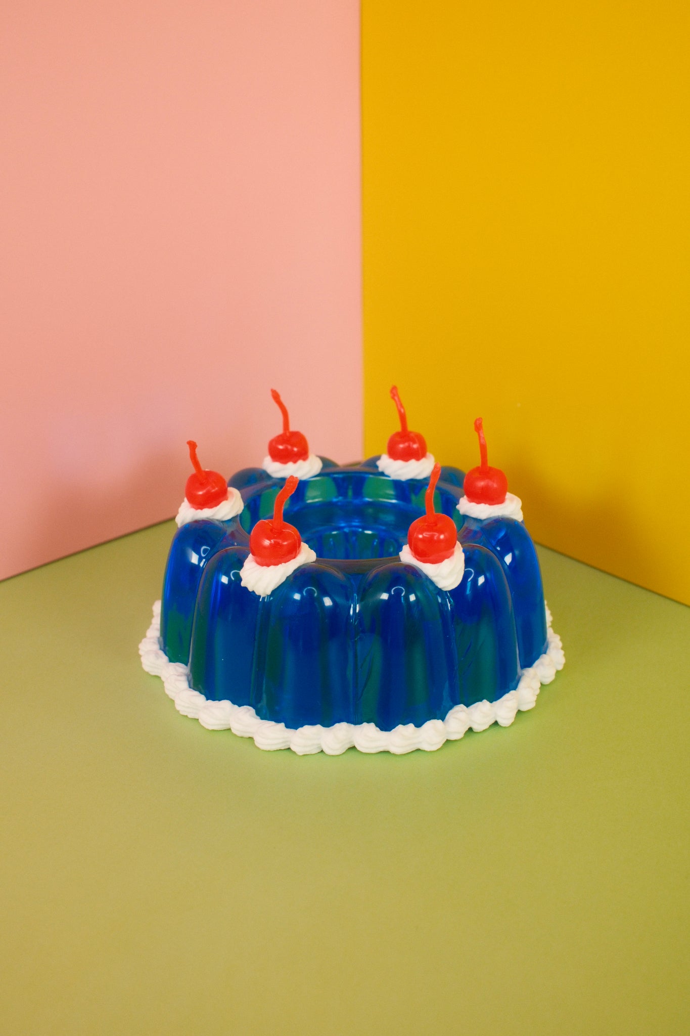 Blue Jello Candlestick Holder