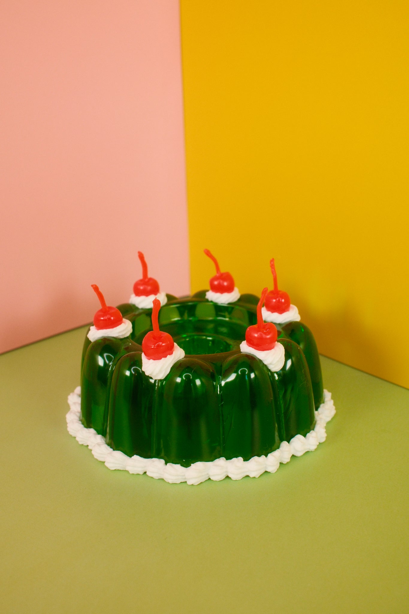 Green Jello Candlestick Holder