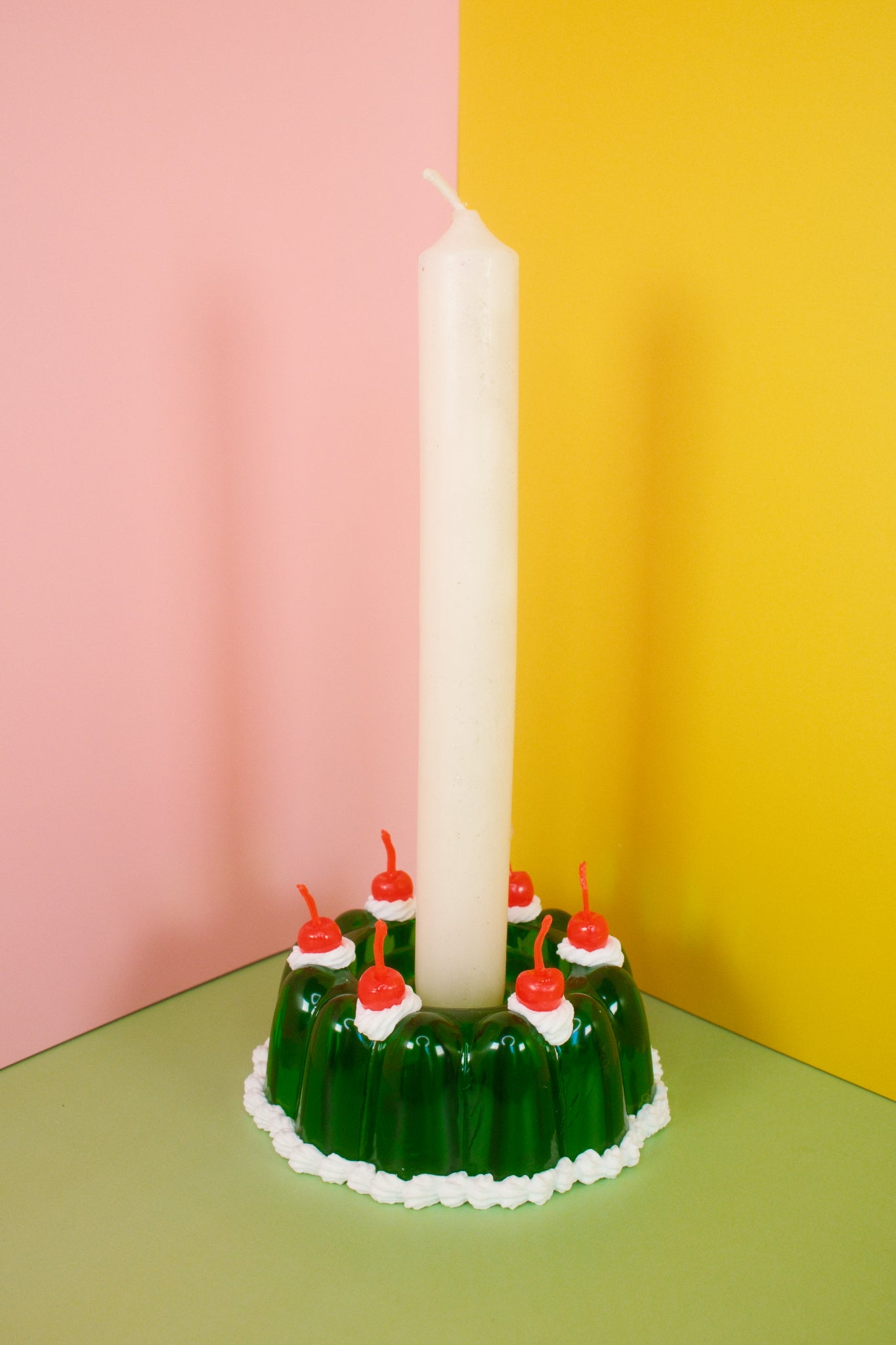 Green Jello Candlestick Holder