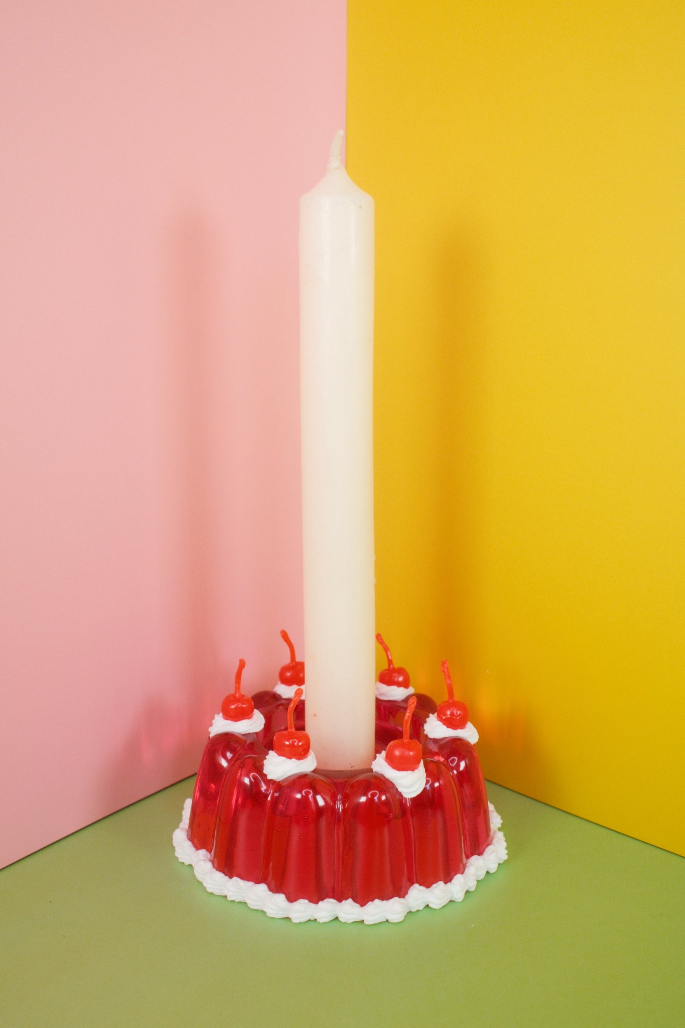Pink Jello Candlestick Holder