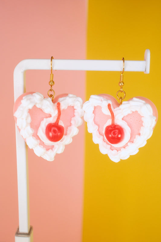 Pink Heart Cake Earrings
