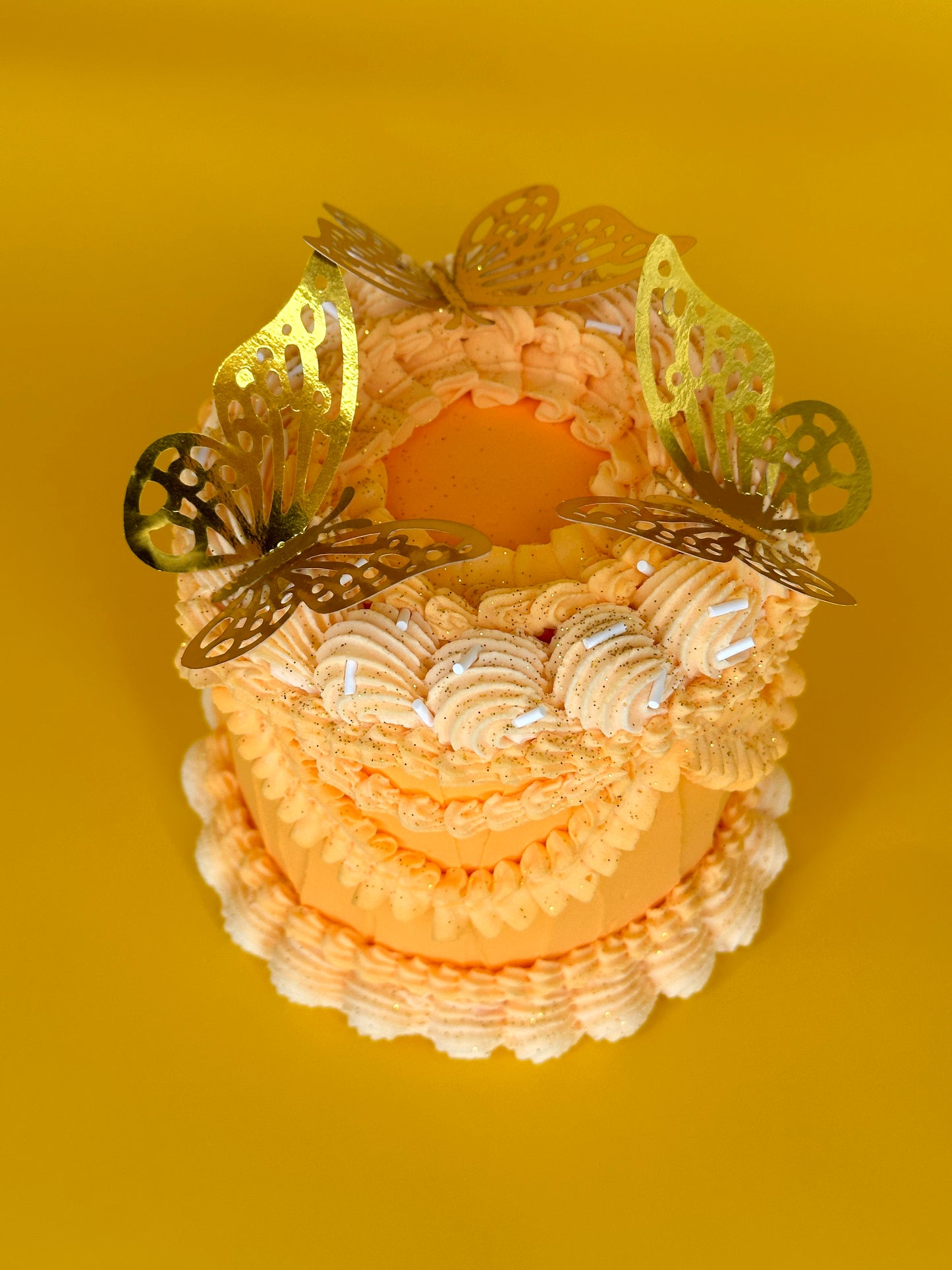 Roll for Cake! Orange Cake with Gold Butterflies