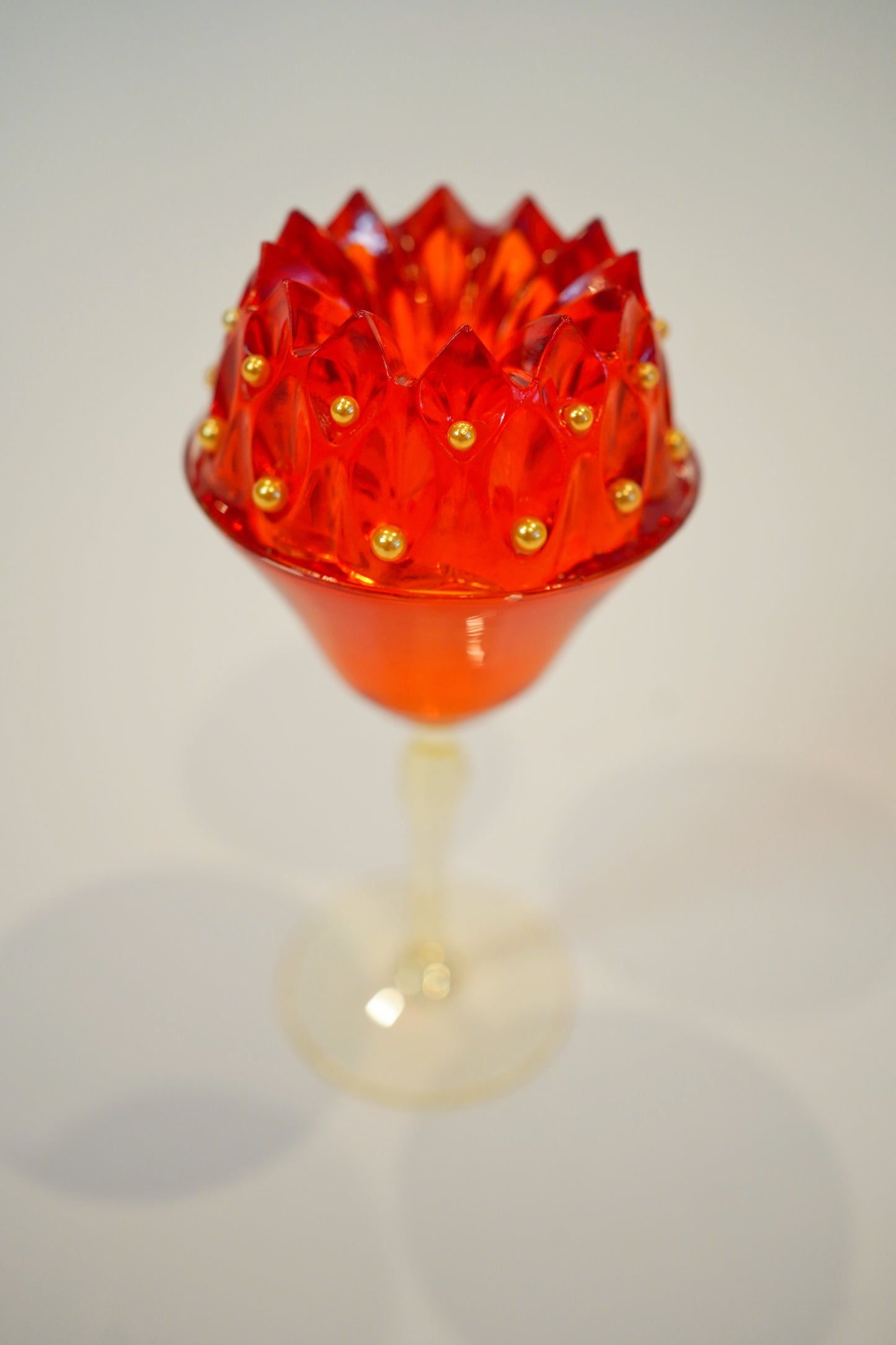Small Orange Studded Jello in Vintage Glass
