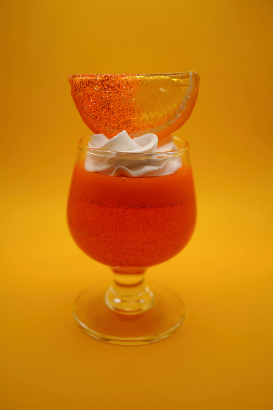 Vintage Small Orange Glitter Orange Cup Jello with Fruit on top