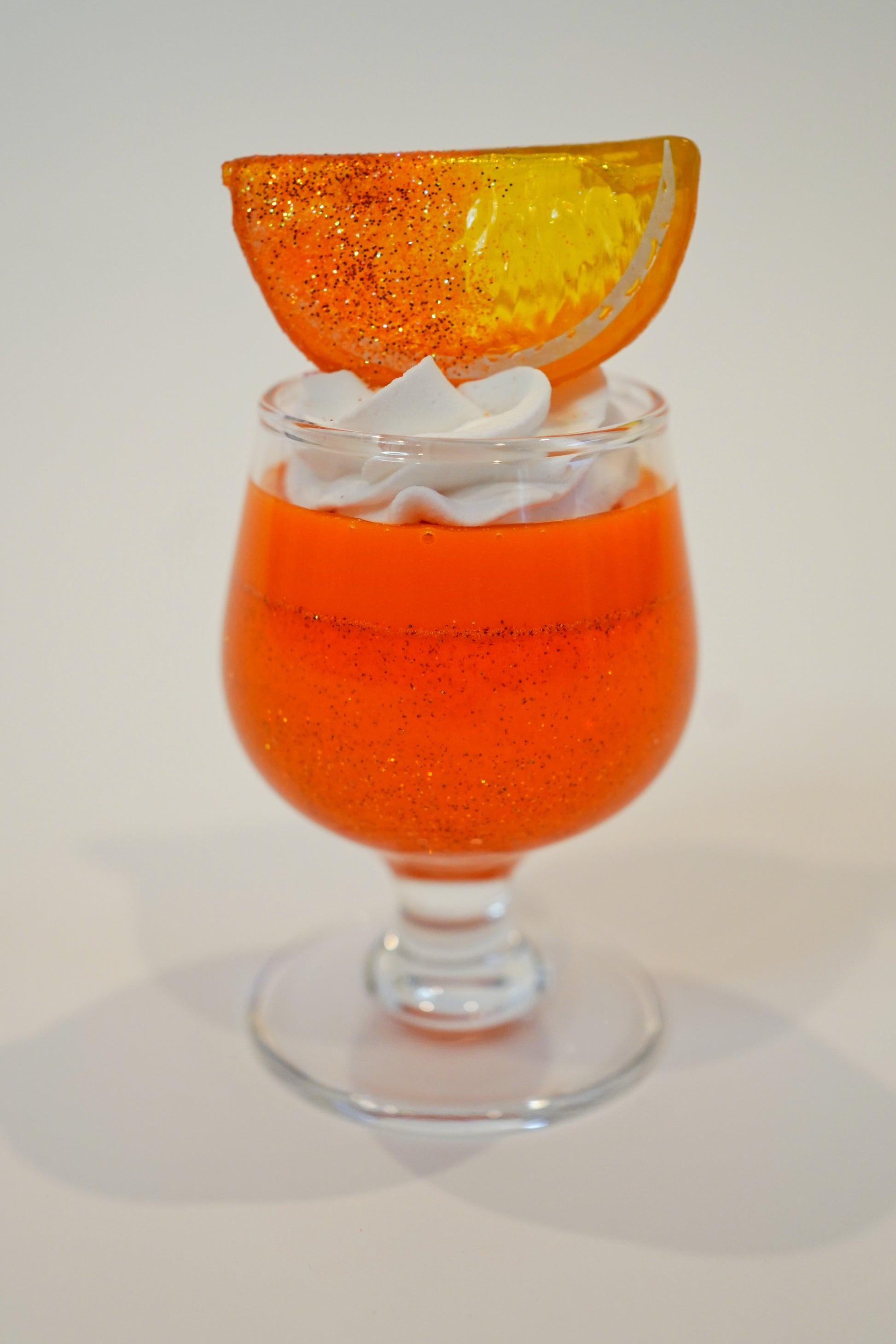 Vintage Small Orange Glitter Orange Cup Jello with Fruit on top