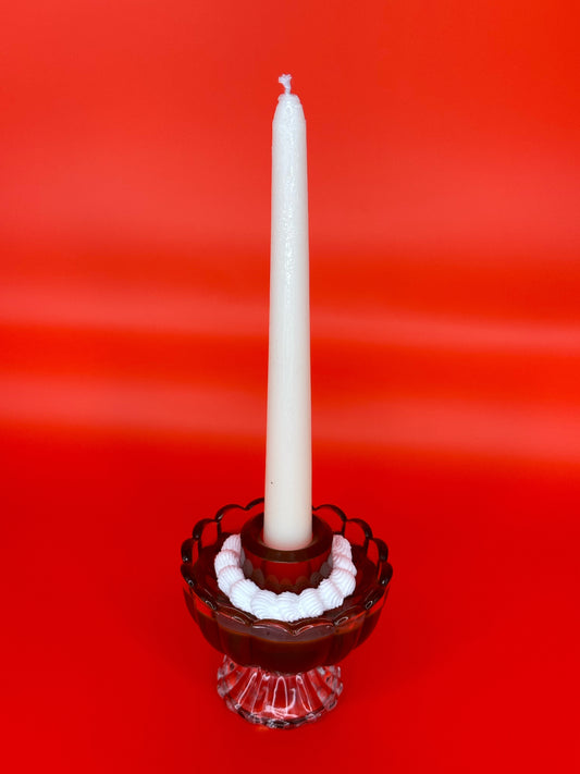 Red Jello Candlestick Holder